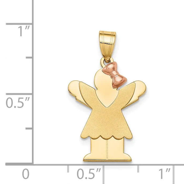 Rings Goldia 14k Twotone Gold Twotone Gold Small Girl with Bow on Right Engravable Charm
