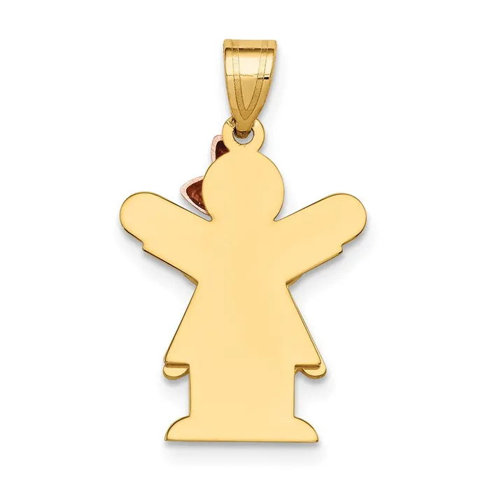 Rings Goldia 14k Twotone Gold Twotone Gold Small Girl with Bow on Right Engravable Charm