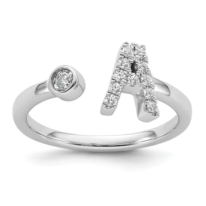 Rings Goldia 14k White Gold 16 Ct Lab Grown Diamond VSSI G Initial A Adjustable Ring Rings Goldia 14k White Gold 16 Ct Lab Grown Diamond VSSI G Initial A Adjustable Ring