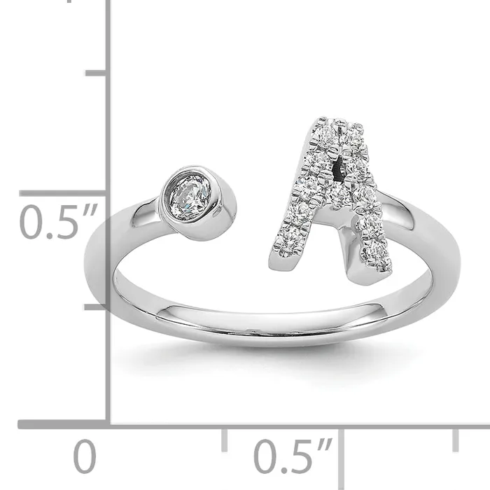 Rings Goldia 14k White Gold 16 Ct Lab Grown Diamond VSSI G Initial A Adjustable Ring