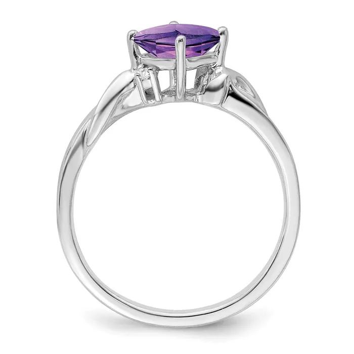 Rings Goldia 14k White Gold Cushion Amethyst and Real Diamond Ring