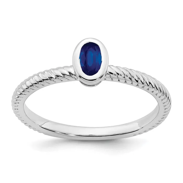 Rings Goldia 14k White Gold Oval Bezel Sapphire Ring