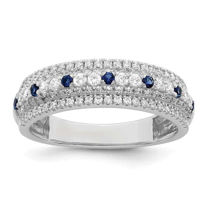 Rings Goldia 14k White Gold Polished Blue Sapphire and Real Diamond Ring Rings Goldia 14k White Gold Polished Blue Sapphire and Real Diamond Ring