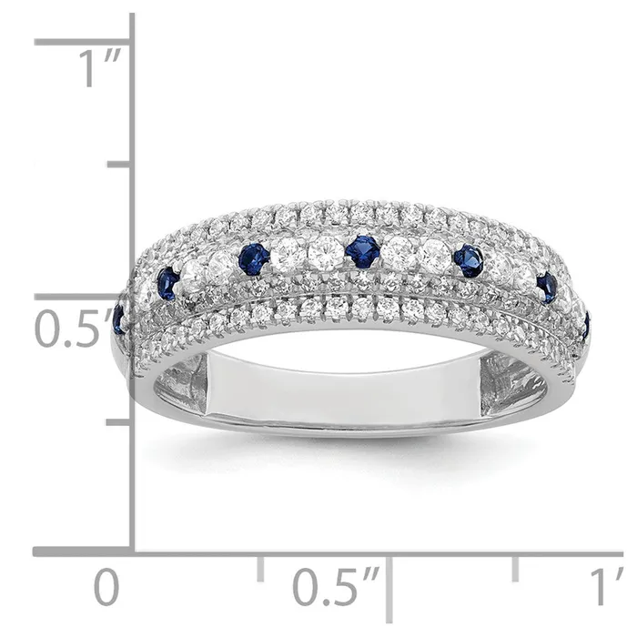 Rings Goldia 14k White Gold Polished Blue Sapphire and Real Diamond Ring