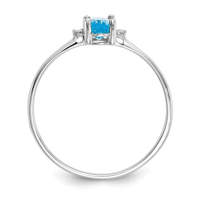 Rings Goldia 14k White Gold Real Diamond Blue Topaz Birthstone Ring