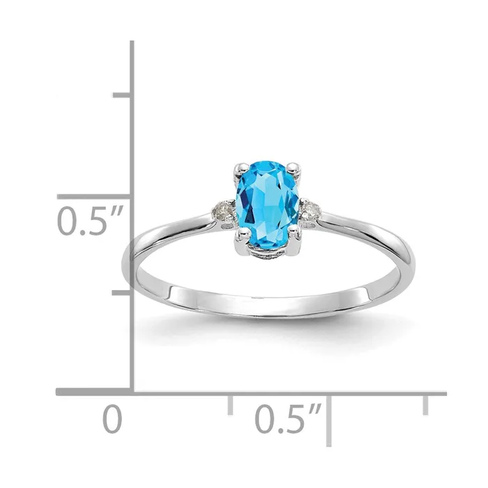 Rings Goldia 14k White Gold Real Diamond Blue Topaz Birthstone Ring