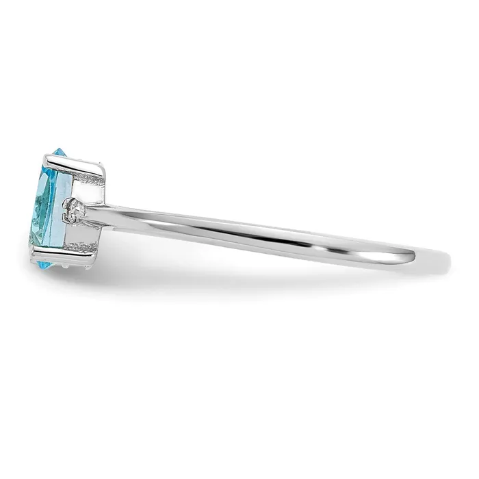 Rings Goldia 14k White Gold Real Diamond Blue Topaz Birthstone Ring