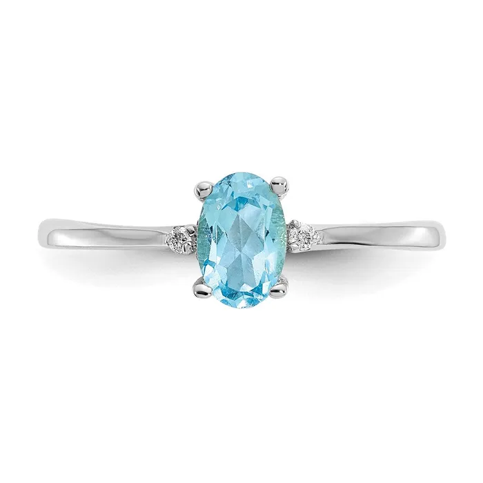 Rings Goldia 14k White Gold Real Diamond Blue Topaz Birthstone Ring