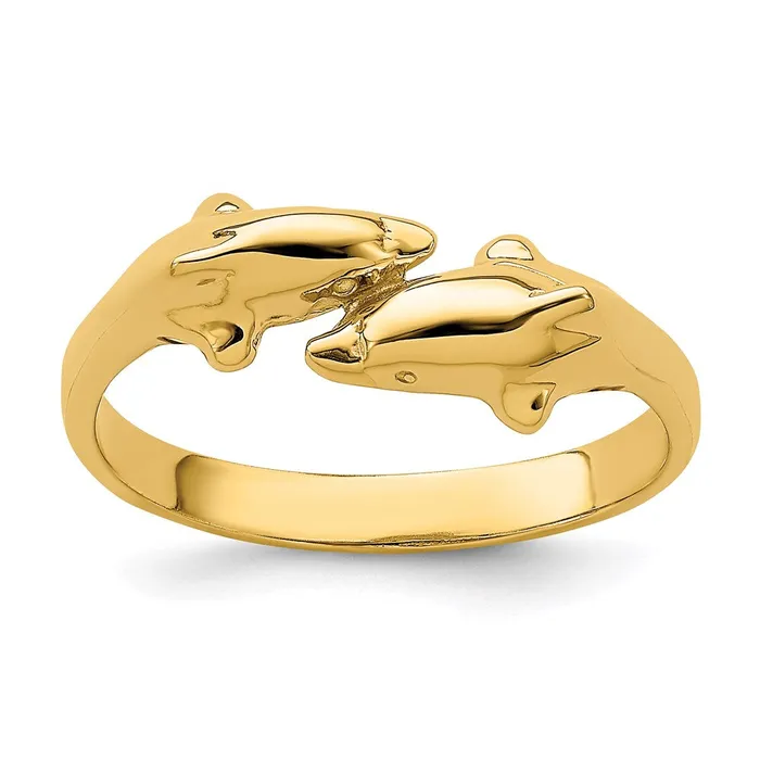 Rings Goldia 14K Yellow Gold Double Dolphins Ring