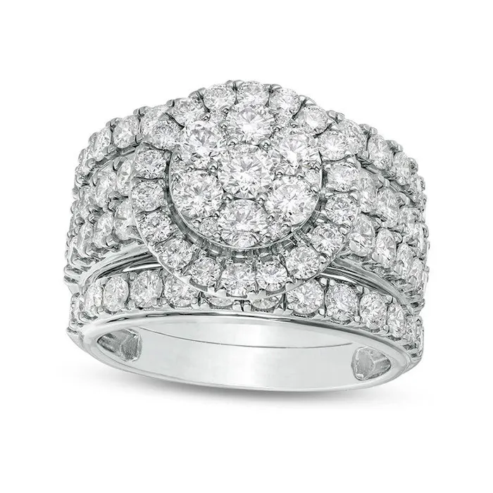 Rings Goldia 30 CT TW Composite Natural Diamond Frame Three Piece Bridal Engagement Ring Set in Solid 14K White Gold