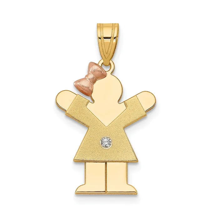 Rings goldiaca 14k Two tone AAA Diamond kid pendant