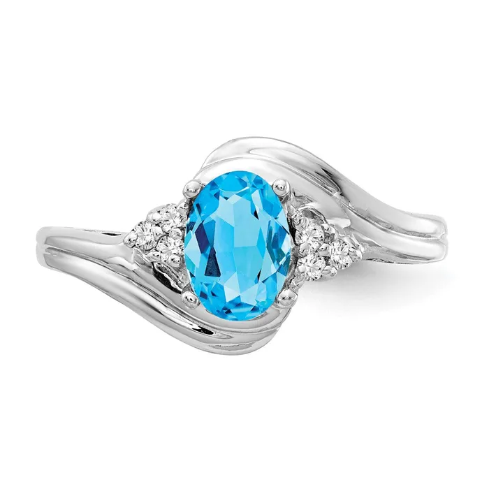 Rings goldiaca 14k White Gold 7x5mm Oval Blue Topaz Checker A Real Diamond ring Rings goldiaca 14k White Gold 7x5mm Oval Blue Topaz Checker A Real Diamond ring
