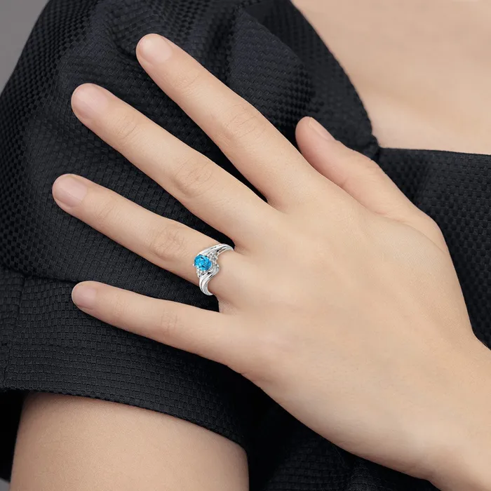 Rings goldiaca 14k White Gold 7x5mm Oval Blue Topaz Checker A Real Diamond ring Rings goldiaca 14k White Gold 7x5mm Oval Blue Topaz Checker A Real Diamond ring