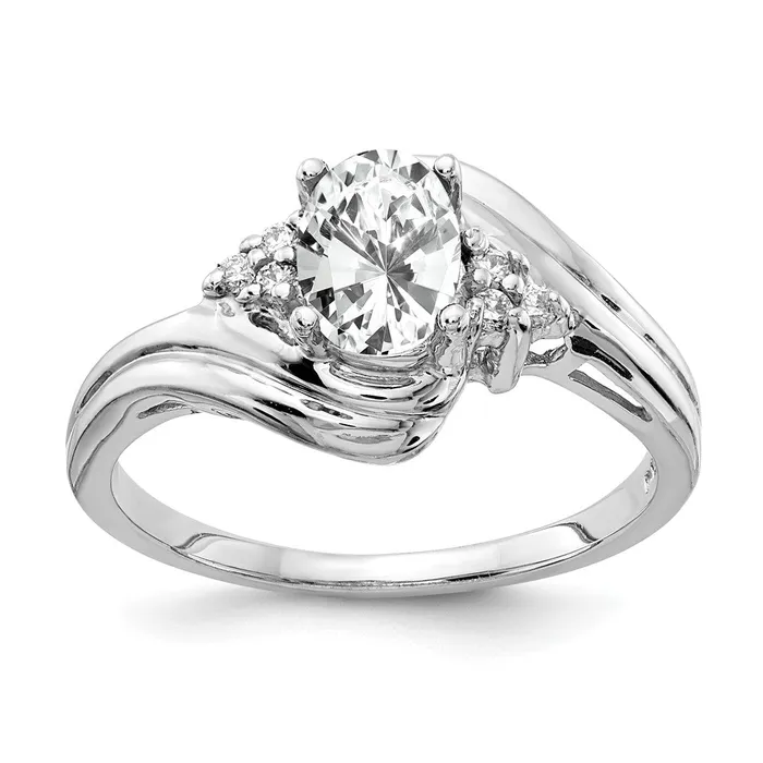 Rings goldiaca 14k White Gold 7x5mm Oval Cubic Zirconia AA Real Diamond ring