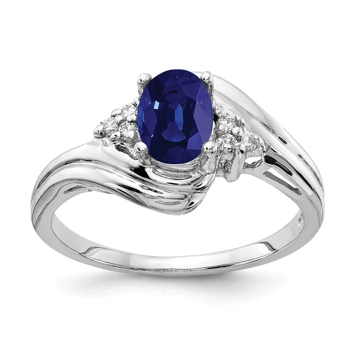 Rings goldiaca 14k White Gold 7x5mm Oval Sapphire VS Real Diamond ring