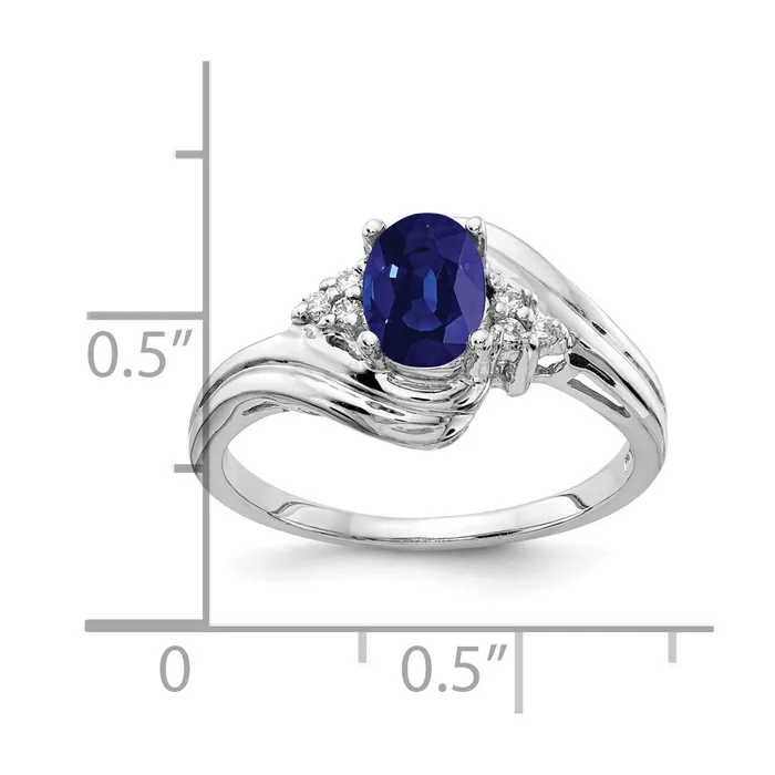 Rings goldiaca 14k White Gold 7x5mm Oval Sapphire VS Real Diamond ring