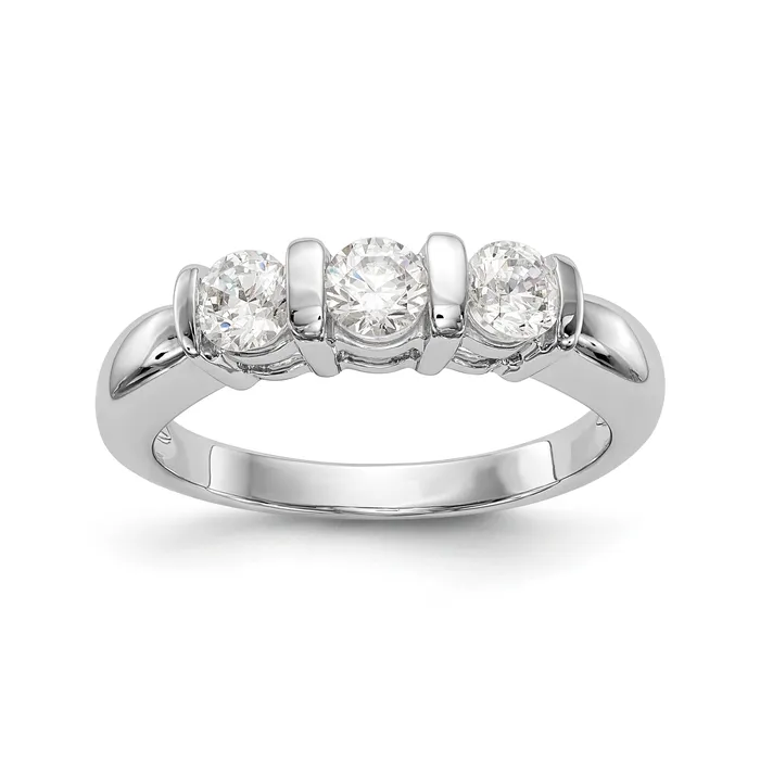 Rings Goldiacom 14K White Gold 3 Stone Diamond Engagement Ring