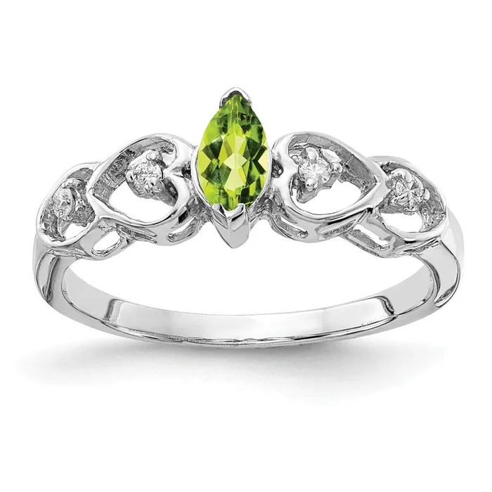 Rings Goldiacom 14k White Gold 6x3mm Marquise Peridot A Real Diamond ring Rings Goldiacom 14k White Gold 6x3mm Marquise Peridot A Real Diamond ring