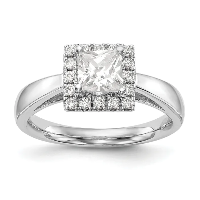 Rings Goldiacom 14k White Gold Princess Halo Simulated Diamond Engagement Ring Rings Goldiacom 14k White Gold Princess Halo Simulated Diamond Engagement Ring