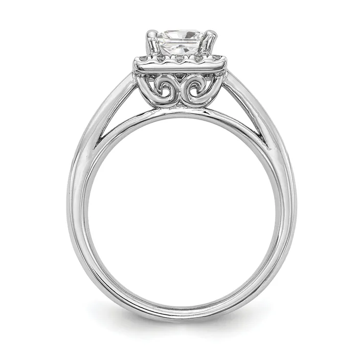 Rings Goldiacom 14k White Gold Princess Halo Simulated Diamond Engagement Ring