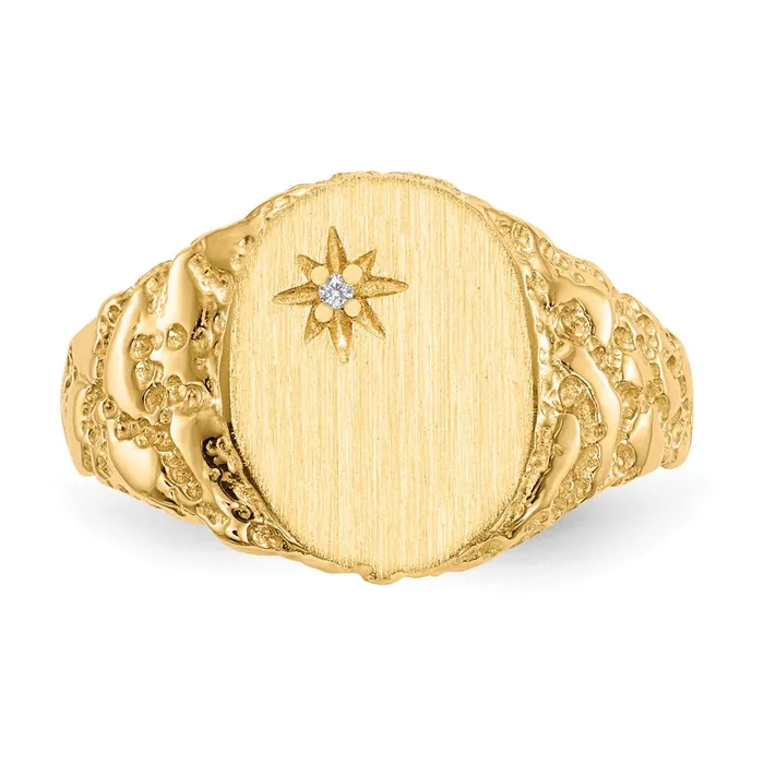 Rings Goldiacom 14K Yellow Gold 110x90mm Real Diamond Signet Ring
