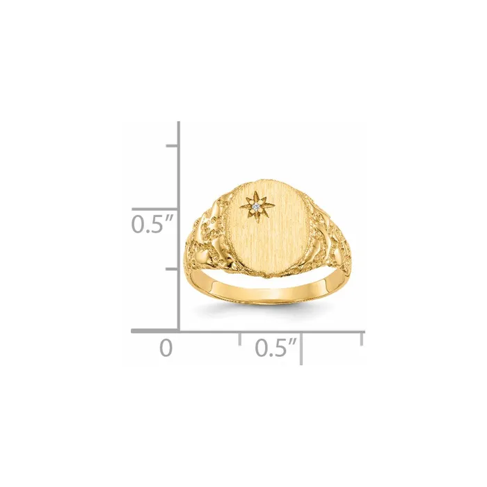 Rings Goldiacom 14K Yellow Gold 110x90mm Real Diamond Signet Ring