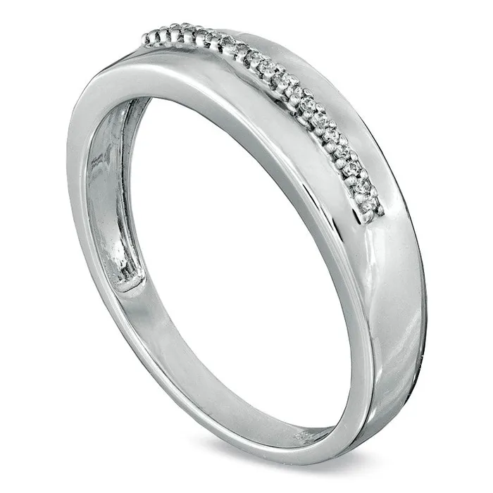 Rings Goldia Mens Natural Diamond Accent Wedding Band in Solid 10K White Gold