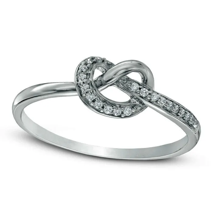 Rings Goldia Natural Diamond Accent HeartShaped Knot Ring in Sterling Silver