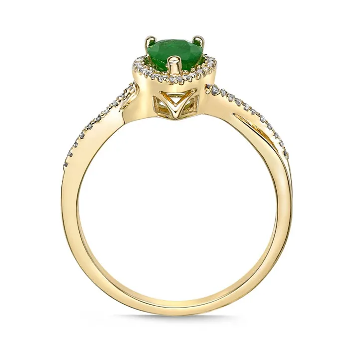 Rings Goldia PearShaped Emerald and 013 CT TW Natural Diamond Frame Twist Shank Ring in Solid 10K Yellow Gold Rings Goldia PearShaped Emerald and 013 CT TW Natural Diamond Frame Twist Shank Ring in Solid 10K Yellow Gold