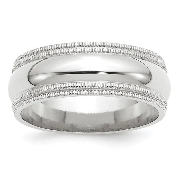 Rings Goldia Solid 10K White Gold 8mm Double Milgrain Comfort Fit MensWomens Wedding Band Ring Size 125 Rings Goldia Solid 10K White Gold 8mm Double Milgrain Comfort Fit MensWomens Wedding Band Ring Size 125