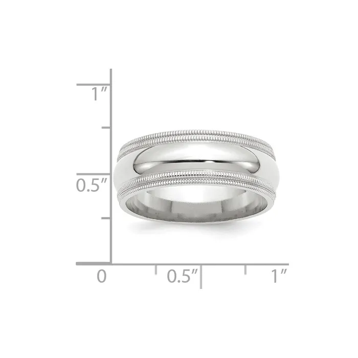 Rings Goldia Solid 10K White Gold 8mm Double Milgrain Comfort Fit MensWomens Wedding Band Ring Size 125 Rings Goldia Solid 10K White Gold 8mm Double Milgrain Comfort Fit MensWomens Wedding Band Ring Size 125
