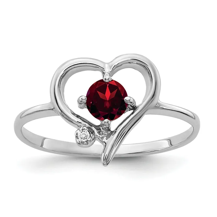 Rings Goldia Solid 14k White Gold 4mm Simulated Garnet AAA CZ Ring