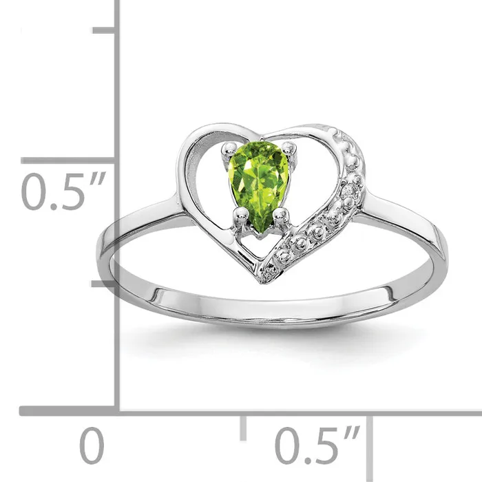 Rings Goldia Solid 14k White Gold 5x3mm Pear Simulated Peridot AAA CZ Ring