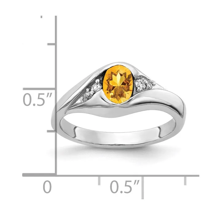 Rings Goldia Solid 14k White Gold 6x4mm Oval Simulated Citrine A CZ Ring