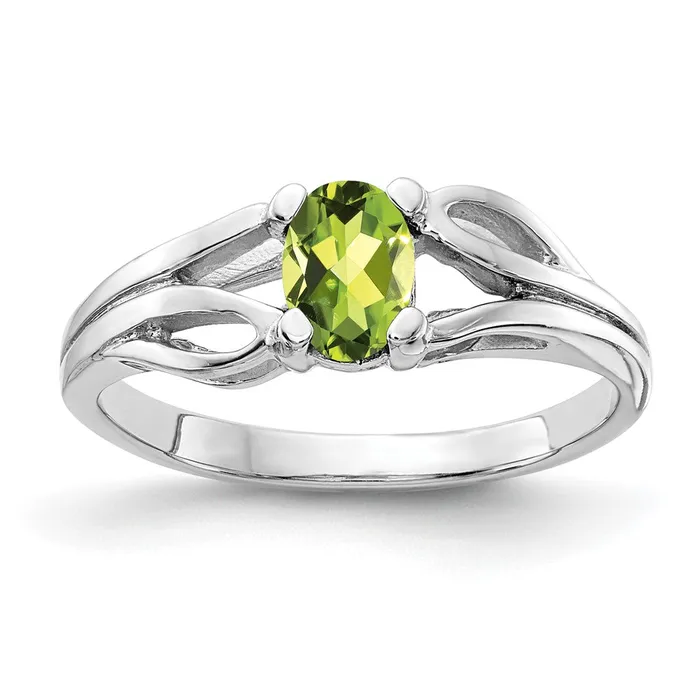 Rings Goldia Solid 14k White Gold 6x4mm Oval Simulated Peridot Ring