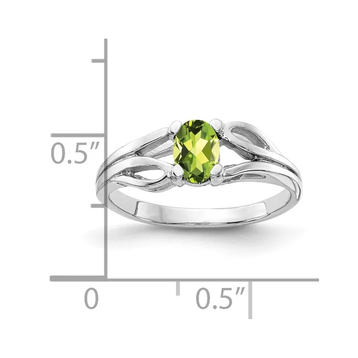 Rings Goldia Solid 14k White Gold 6x4mm Oval Simulated Peridot Ring