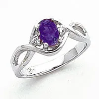 Rings Goldia Solid 14k White Gold 6x4mm Oval Tsavorite AA Simulated CZ Ring
