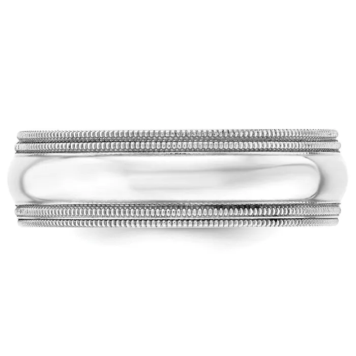 Rings Goldia Solid 14K White Gold 7mm Double Milgrain Comfort Fit MensWomens Wedding Band Ring Size 105 Rings Goldia Solid 14K White Gold 7mm Double Milgrain Comfort Fit MensWomens Wedding Band Ring Size 105