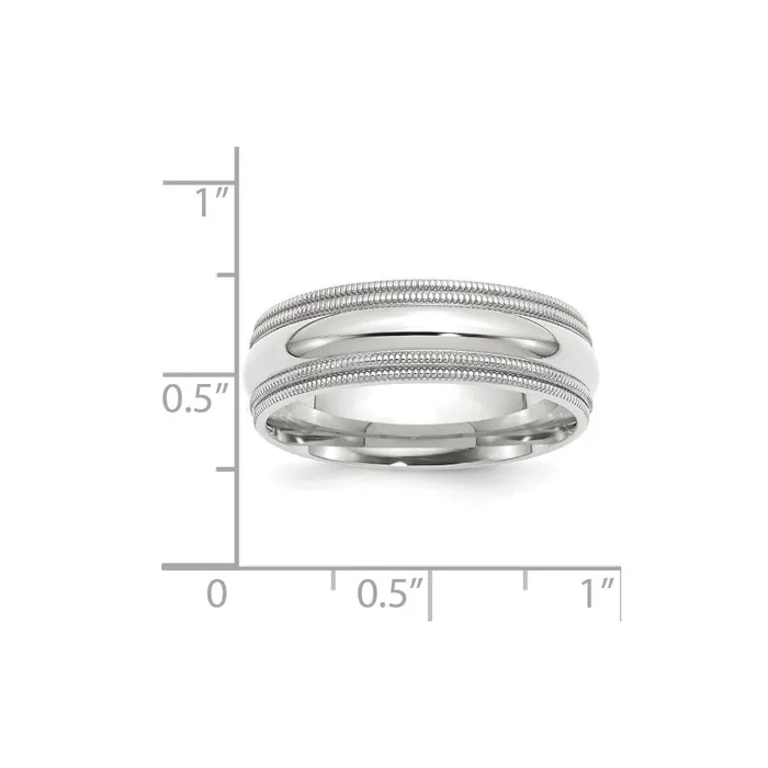 Rings Goldia Solid 14K White Gold 7mm Double Milgrain Comfort Fit MensWomens Wedding Band Ring Size 105 Rings Goldia Solid 14K White Gold 7mm Double Milgrain Comfort Fit MensWomens Wedding Band Ring Size 105