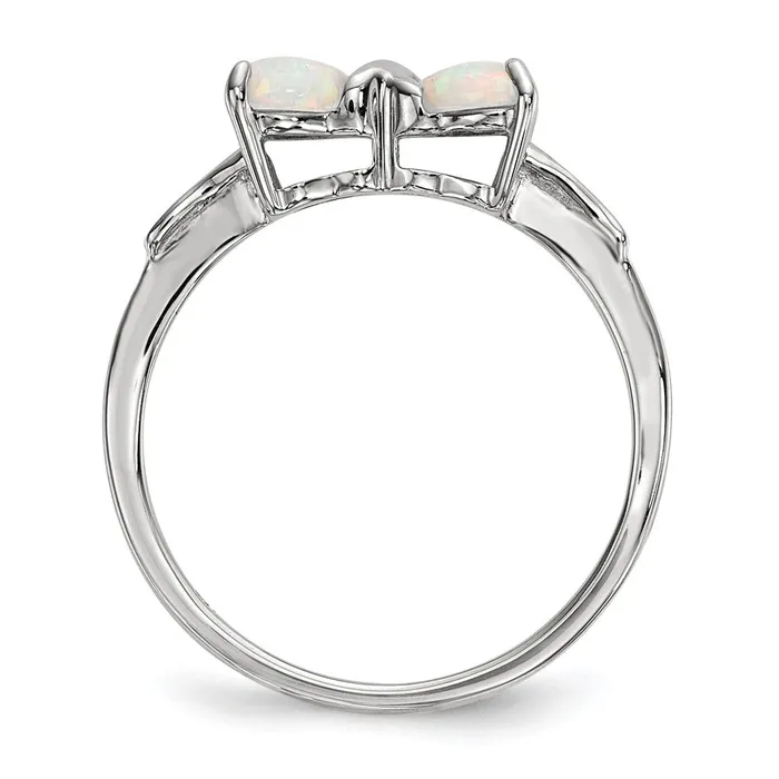 Rings Goldia Solid 14k White Gold Polished Created Simulated Opal Bow Ring