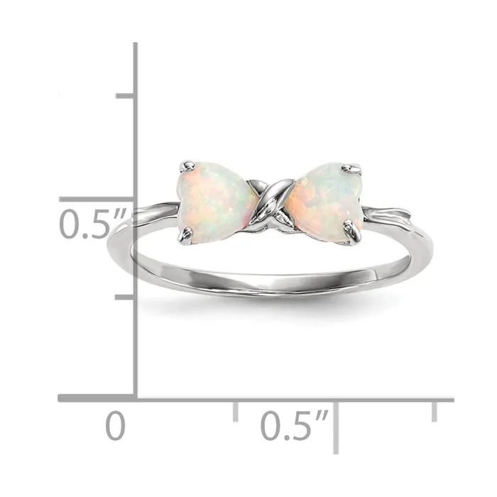 Rings Goldia Solid 14k White Gold Polished Created Simulated Opal Bow Ring