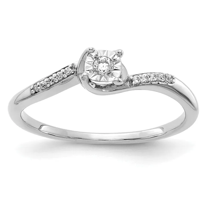 Rings Goldia Solid 14k White Gold Simulated CZ Bypass Ring