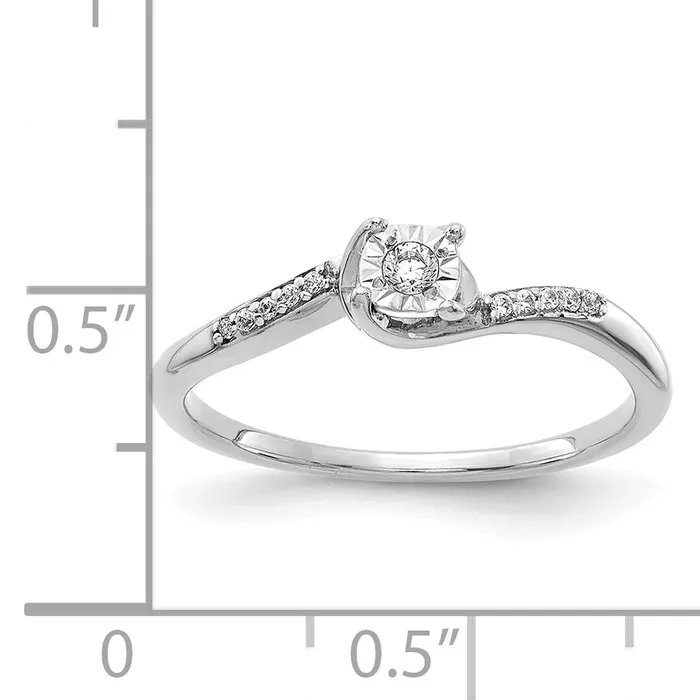Rings Goldia Solid 14k White Gold Simulated CZ Bypass Ring