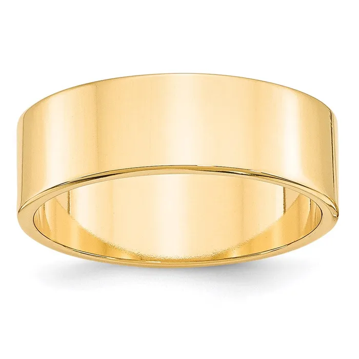 Rings Goldia Solid 14K Yellow Gold 7mm Light Weight Flat MensWomens Wedding Band Ring Size 115