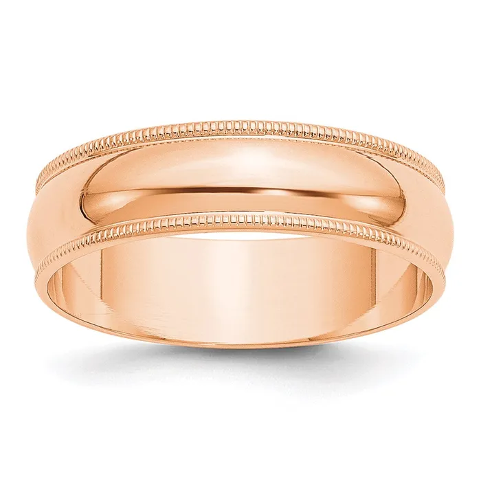Rings Goldia Solid 14K Yellow Gold Rose Gold 6mm Light Weight Milgrain Half Round MensWomens Wedding Band Ring Size 4