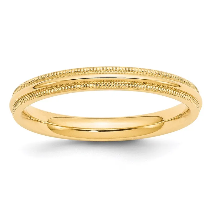 Rings Goldia Solid 18K Yellow Gold 3mm Milgrain Comfort Fit MensWomens Wedding Band Ring Size 14