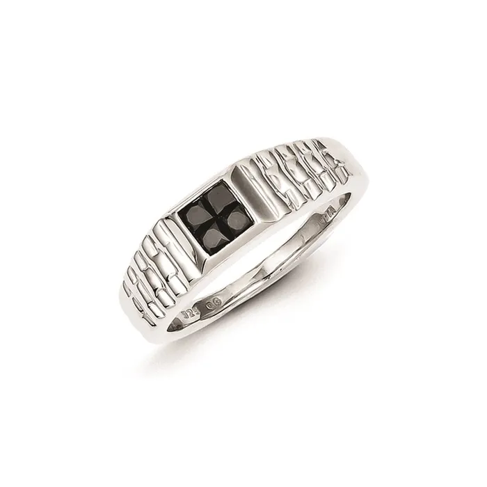 Rings Goldia Sterling Silver Composite Black Diamond Mens Ring