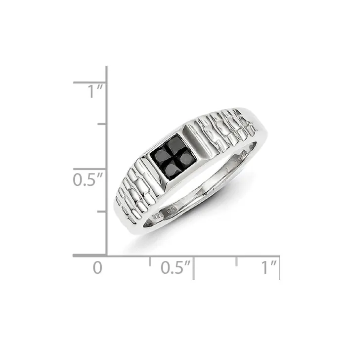Rings Goldia Sterling Silver Composite Black Diamond Mens Ring