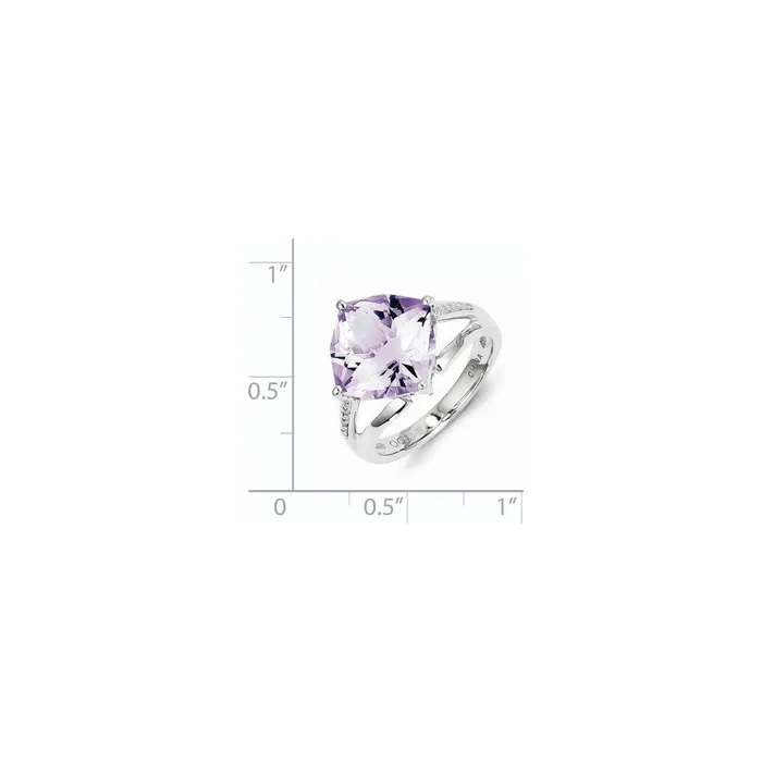 Rings Goldia Sterling Silver Diamond and Rose De France Quartz Ring