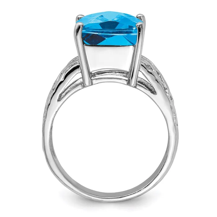 Rings Goldia Sterling Silver Rhodium CheckerCut Blue Topaz Ring